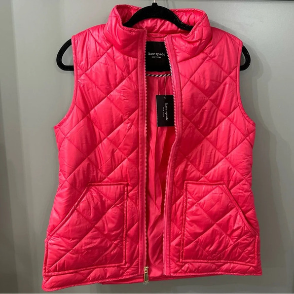 NWT Kate Spade Best Hot Pink Quilted Vest Size Small - Picture 2 of 7